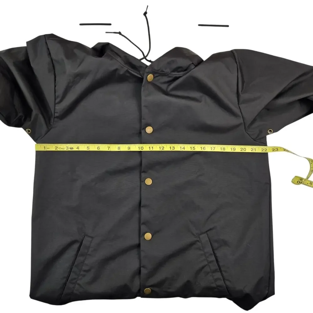 Cyno Jacket Size Large Nylon Black Snap Front Hood Rain Wind Cosplay